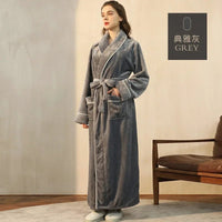 SaneShoppe-Men's Cozy Flannel Robe, Plush Coral Fleece, Warm Home Comfort