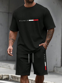 SaneShoppe-Men's 2-Piece Tracksuit Set Short Sleeve O-Neck Running Suit Summer Outfit Plus Size T-shirt