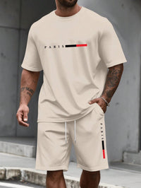 SaneShoppe-Men's 2-Piece Tracksuit Set Short Sleeve O-Neck Running Suit Summer Outfit Plus Size T-shirt