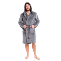 SaneShoppe - Men's Ultra - Soft Hooded Flannel Fleece Bathrobe Warm Plush Dressing Gown for Home Spa Gym Hotel by Daisy Dreamer