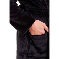 SaneShoppe - Men's Ultra - Soft Hooded Flannel Fleece Bathrobe Warm Plush Dressing Gown for Home Spa Gym Hotel by Daisy Dreamer