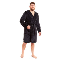 SaneShoppe - Men's Ultra - Soft Hooded Flannel Fleece Bathrobe Warm Plush Dressing Gown for Home Spa Gym Hotel by Daisy Dreamer