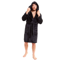 SaneShoppe - Men's Ultra - Soft Hooded Flannel Fleece Bathrobe Warm Plush Dressing Gown for Home Spa Gym Hotel by Daisy Dreamer