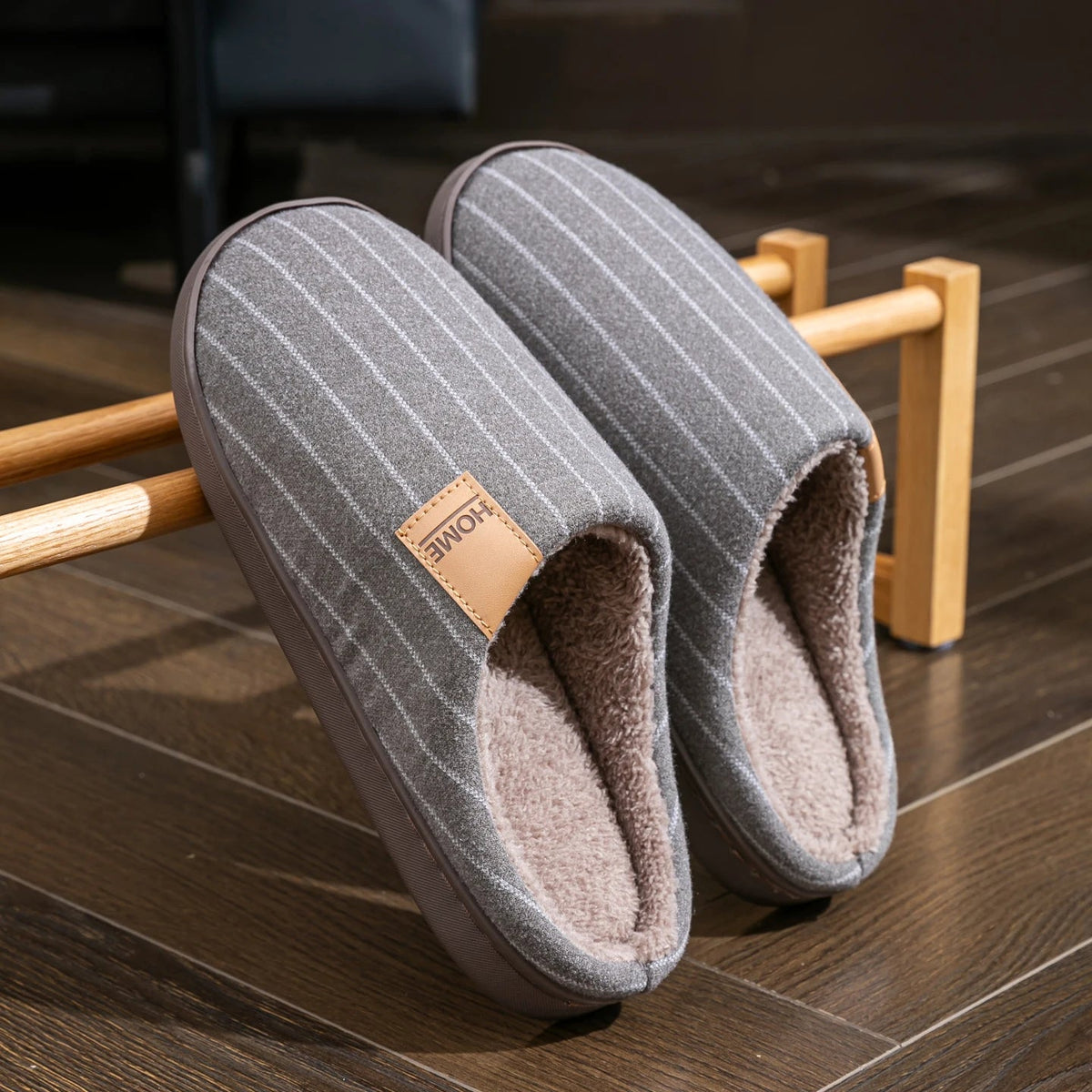 SaneShoppe-Cozy Men's Indoor Non-Slip Warm Slippers with Soft Plush Lining - Winter Comfort