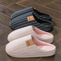 SaneShoppe-Cozy Men's Indoor Non-Slip Warm Slippers with Soft Plush Lining - Winter Comfort