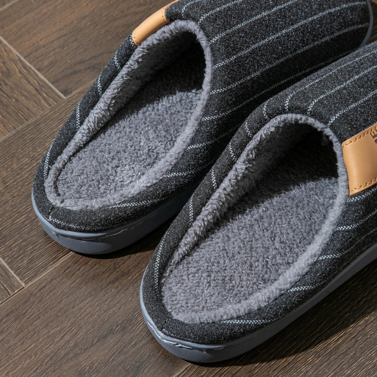 SaneShoppe-Cozy Men's Indoor Non-Slip Warm Slippers with Soft Plush Lining - Winter Comfort