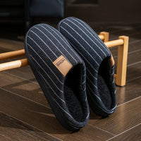 SaneShoppe-Cozy Men's Indoor Non-Slip Warm Slippers with Soft Plush Lining - Winter Comfort