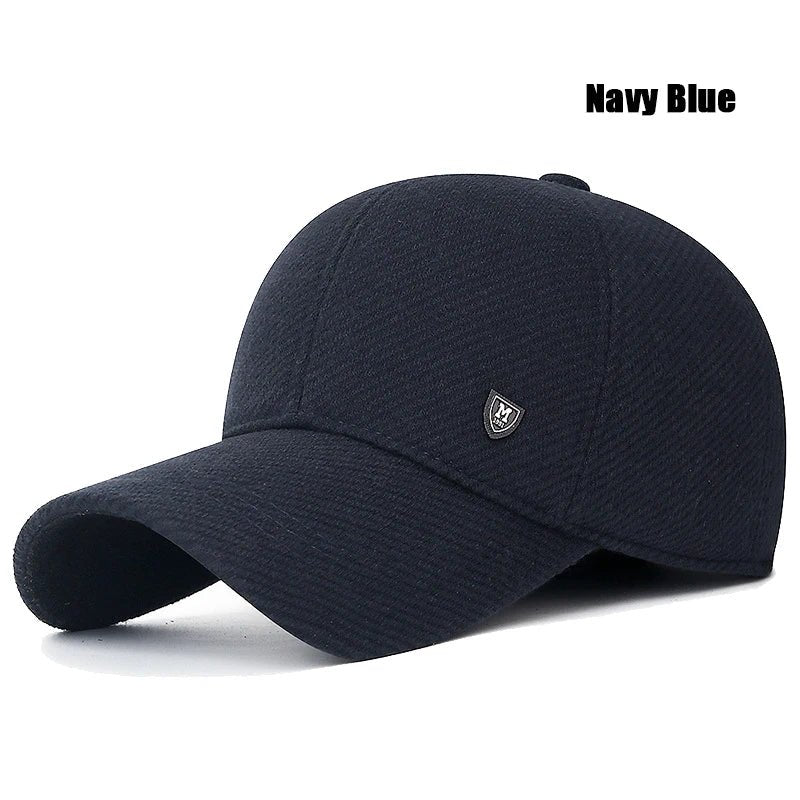 SaneShoppe-Adjustable Men's Winter Baseball Cap with Ear Flaps for Outdoor Running