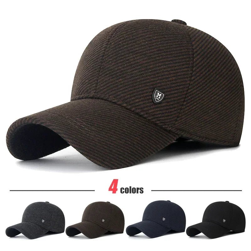 SaneShoppe-Men's Adjustable Winter Baseball Cap with Ear Flaps