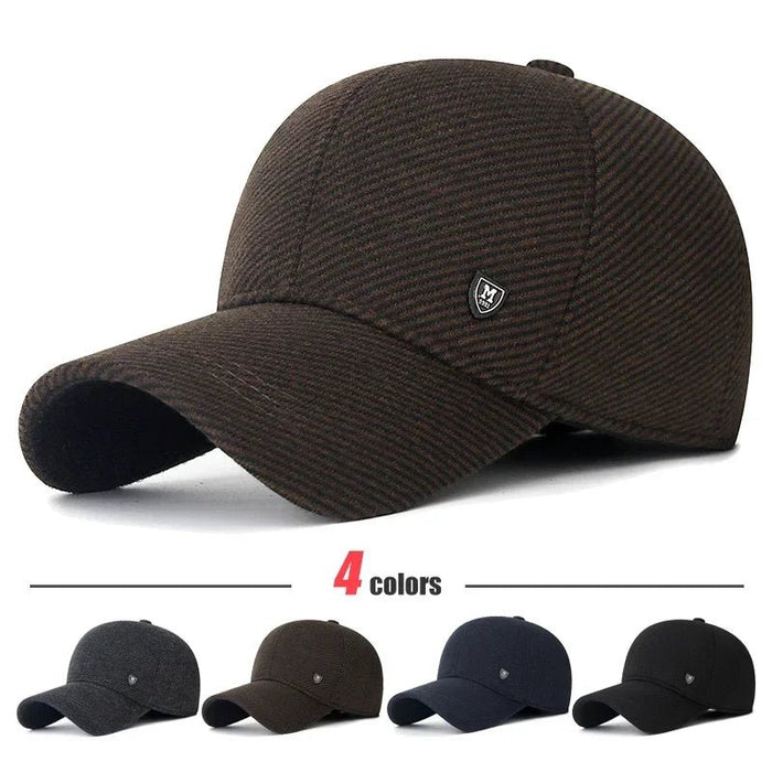 SaneShoppe-Men's Adjustable Winter Baseball Cap with Ear Flaps