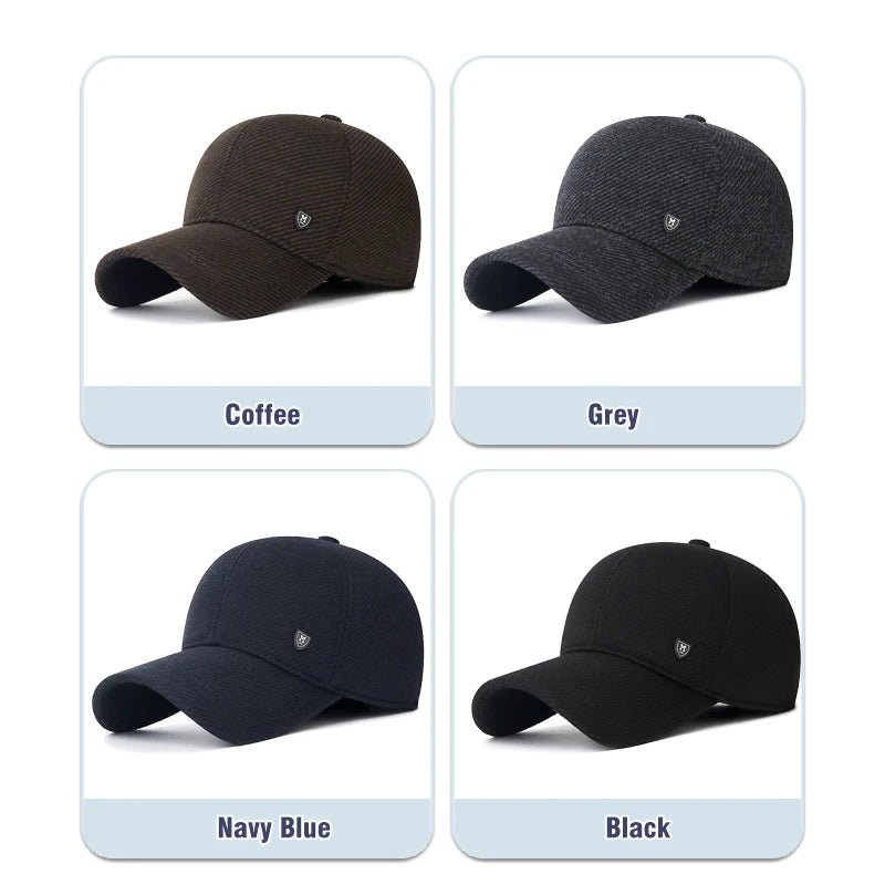 SaneShoppe-Adjustable Men's Winter Baseball Cap with Ear Flaps for Outdoor Running