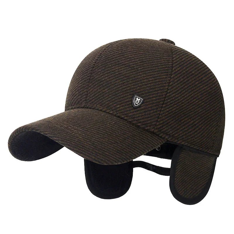 SaneShoppe-Men's Adjustable Winter Baseball Cap with Ear Flaps