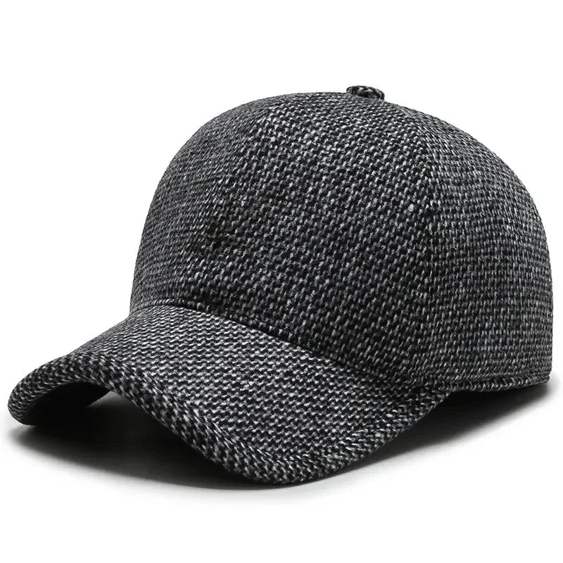 SaneShoppe - Men's Winter Baseball Cap with Ear Flaps - Thick Fleece - Lined, Windproof & Warm for Outdoor Activities