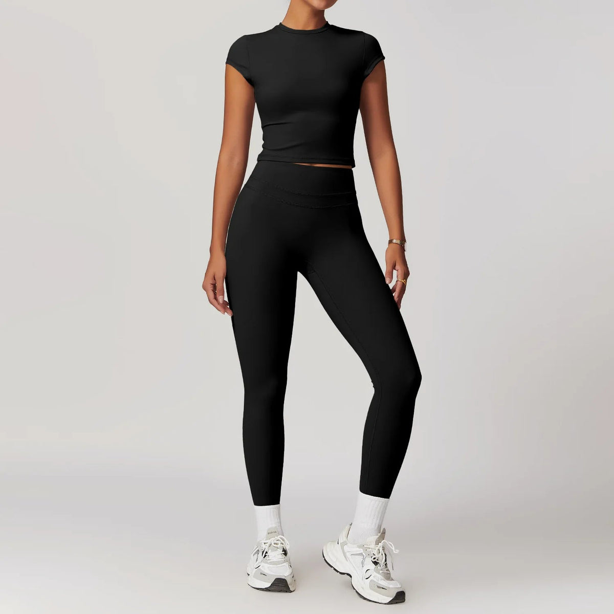 SaneShoppe-Mikeyoga 2PCS Yoga Set Women's Sportswear Workout Clothes Leggings Crop Top