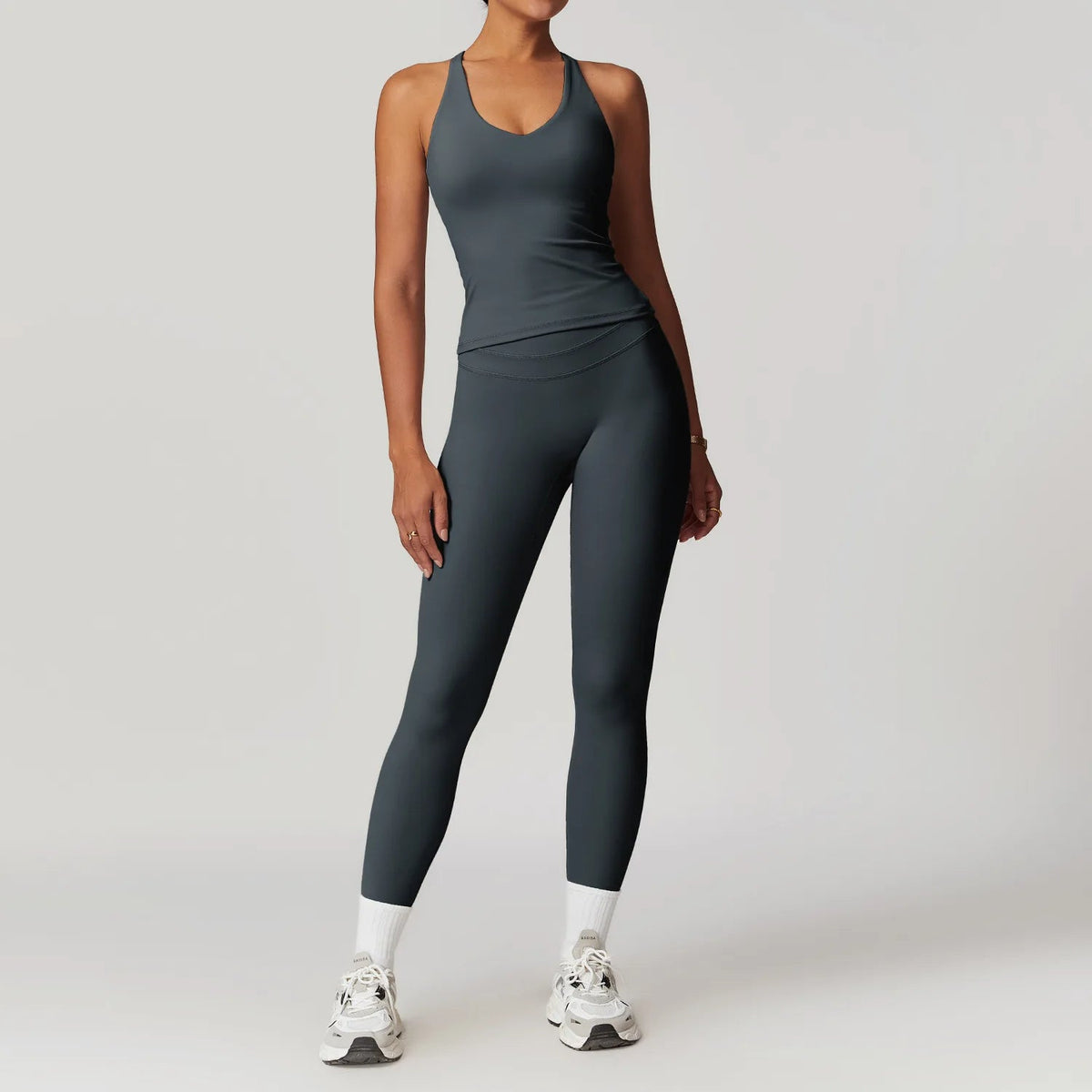 SaneShoppe-Mikeyoga 2PCS Yoga Set Women's Sportswear Workout Clothes Leggings Crop Top