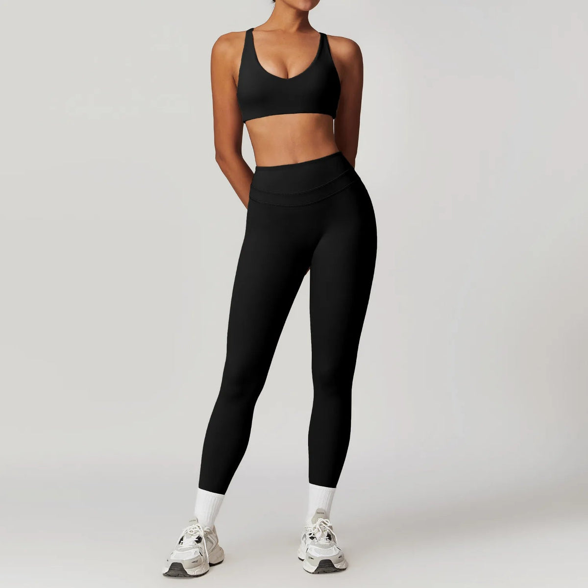 SaneShoppe-Mikeyoga 2PCS Yoga Set Women's Sportswear Workout Clothes Leggings Crop Top