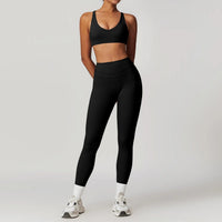 SaneShoppe-Mikeyoga 2PCS Yoga Set Women's Sportswear Workout Clothes Leggings Crop Top