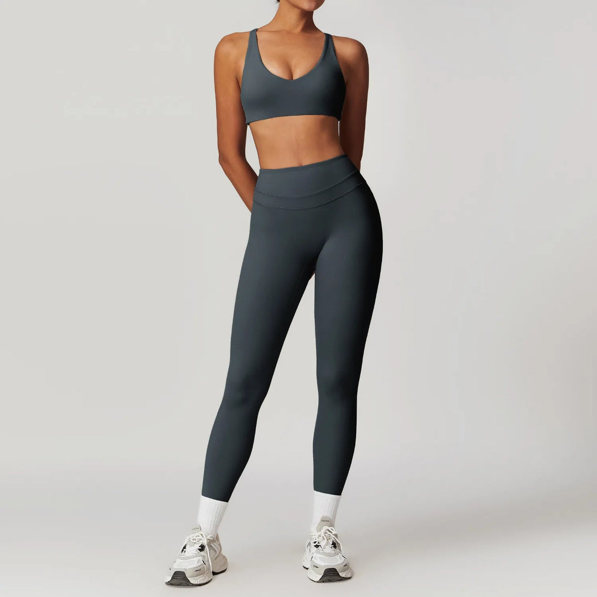 SaneShoppe-Mikeyoga 2PCS Yoga Set Women's Sportswear Workout Clothes Leggings Crop Top