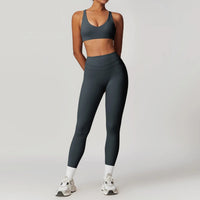 SaneShoppe-Mikeyoga 2PCS Yoga Set Women's Sportswear Workout Clothes Leggings Crop Top