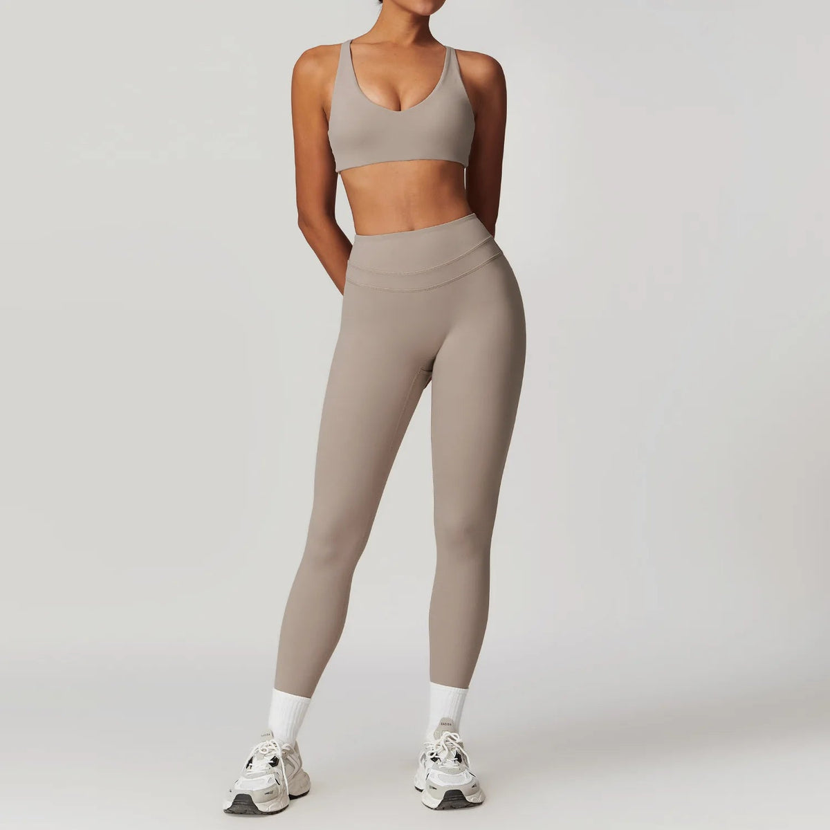 SaneShoppe-Mikeyoga 2PCS Yoga Set Women's Sportswear Workout Clothes Leggings Crop Top