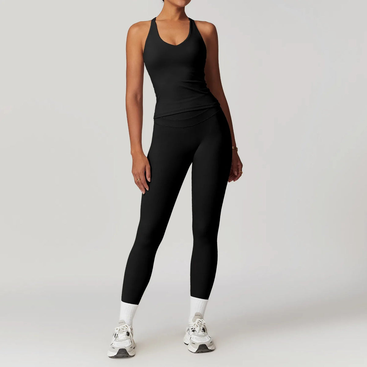 SaneShoppe-Mikeyoga 2PCS Yoga Set Women's Sportswear Workout Clothes Leggings Crop Top