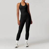 SaneShoppe-Mikeyoga 2PCS Yoga Set Women's Sportswear Workout Clothes Leggings Crop Top