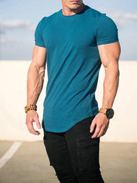 SaneShoppe - Muscle Fitness T-shirt Summer Men's Athleisure Workout short sleeve T-shirt High Quality cotton Men T-shirt Gym Sport Shirt Tops