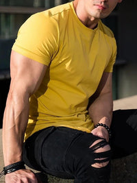 SaneShoppe - Muscle Fitness T-shirt Summer Men's Athleisure Workout short sleeve T-shirt High Quality cotton Men T-shirt Gym Sport Shirt Tops