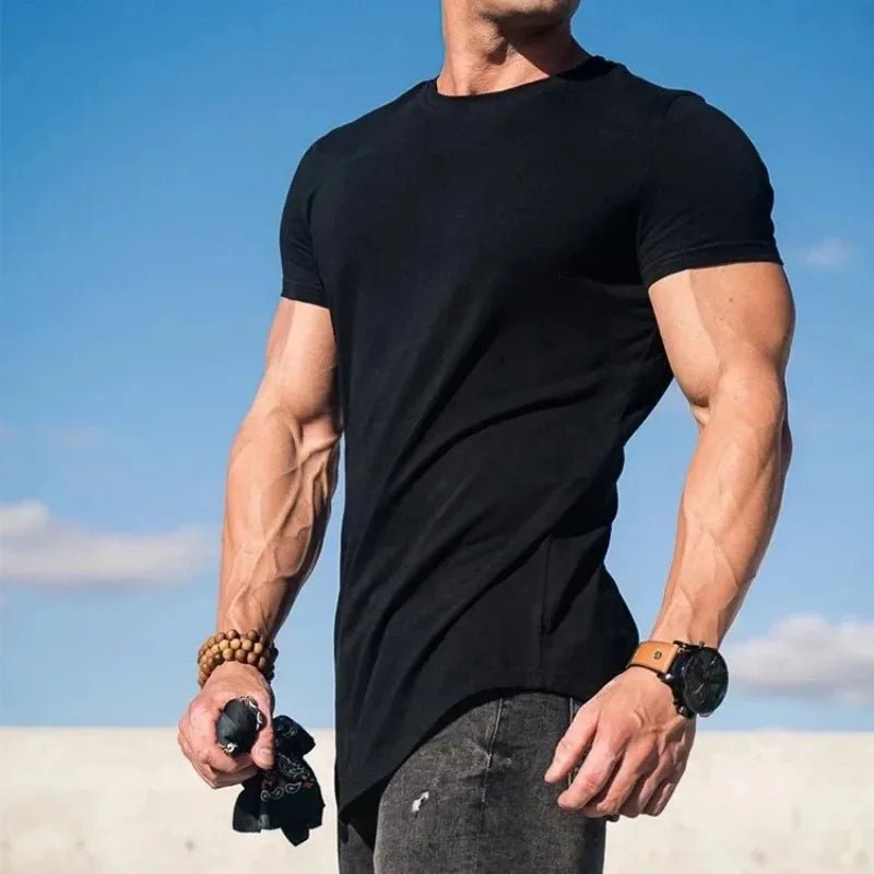 SaneShoppe - Muscle Fitness T-shirt Summer Men's Athleisure Workout short sleeve T-shirt High Quality cotton Men T-shirt Gym Sport Shirt Tops