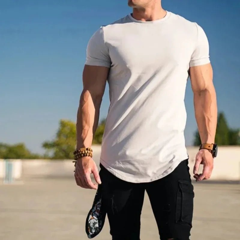 SaneShoppe - Muscle Fitness T-shirt Summer Men's Athleisure Workout short sleeve T-shirt High Quality cotton Men T-shirt Gym Sport Shirt Tops