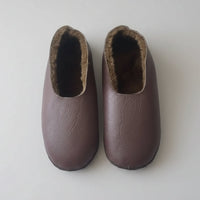 SaneShoppe-Sheepskin Indoor Slippers, Real Leather Barefoot Shoes for Men and Women