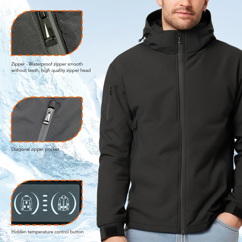 SaneShoppe-Smart Heating Jacket Men USB Electric Heated Coat Windproof Warm Outdoor