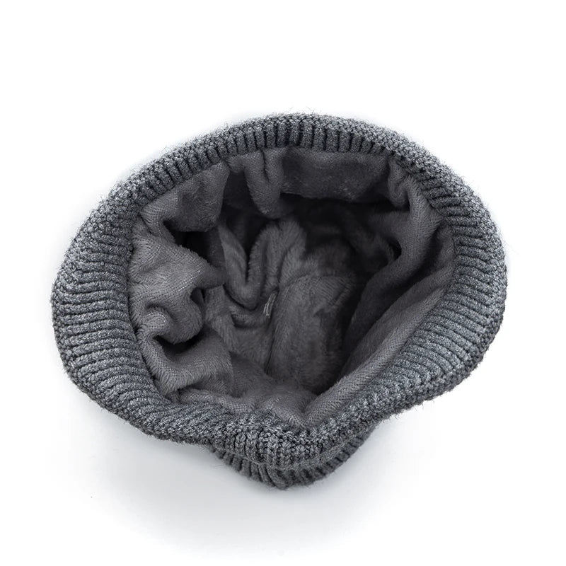 SaneShoppe - New Men Winter Hat Add Fleece Warm Earflap Cap Stylish Soft Beanie Hat For Male Outdoor Thicken Ski Sports Knitted Hat
