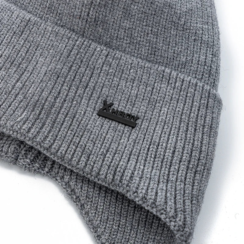 SaneShoppe - New Men Winter Hat Add Fleece Warm Earflap Cap Stylish Soft Beanie Hat For Male Outdoor Thicken Ski Sports Knitted Hat