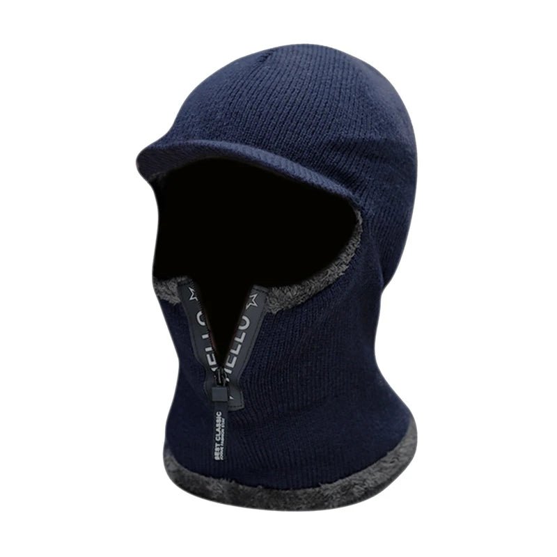 SaneShoppe - New Men Winter Warm Wool Hat Outdoor Ear Protection Hats Warm Thick Bicycle Knitted Capd Scarf Windproof Visors Cap