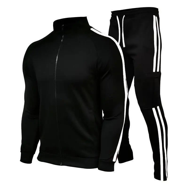 SaneShoppe-Men's Cardigan Stand Collar Sports Suit Sportswear Running Set