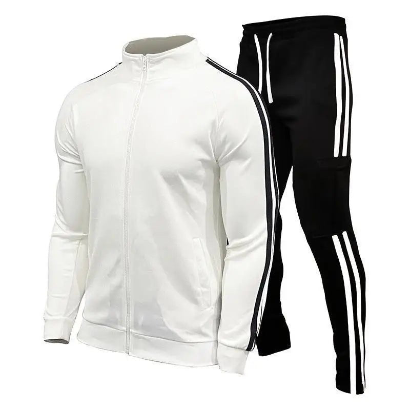 SaneShoppe-Men's Cardigan Stand Collar Sports Suit Sportswear Running Set