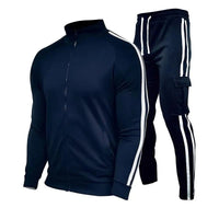 SaneShoppe-Men's Cardigan Stand Collar Sports Suit Sportswear Running Set