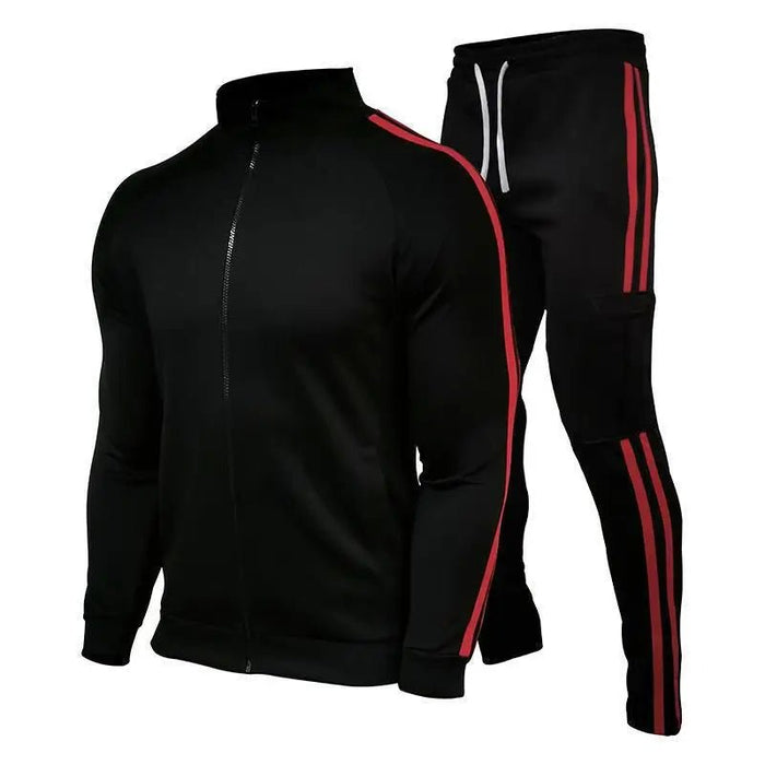 SaneShoppe-Men's Cardigan Stand Collar Sports Suit Sportswear Running Set