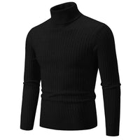 SaneShoppe-Men's Turtleneck Sweater - Solid Color Pullover for Winter Outdoor