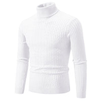 SaneShoppe-Men's Turtleneck Sweater - Solid Color Pullover for Winter Outdoor