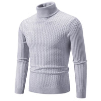 SaneShoppe-Men's Turtleneck Sweater - Solid Color Pullover for Winter Outdoor
