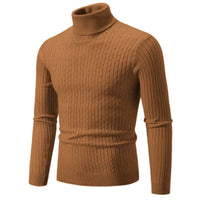 SaneShoppe-Men's Turtleneck Sweater - Solid Color Pullover for Winter Outdoor