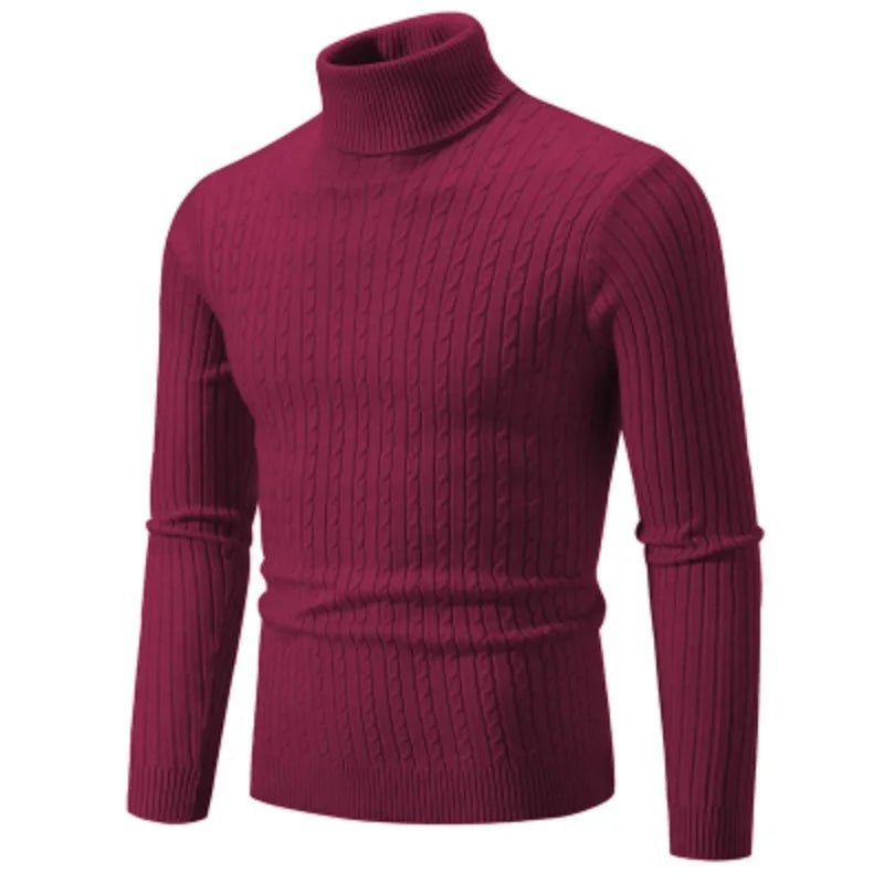 SaneShoppe-Men's Turtleneck Sweater - Solid Color Pullover for Winter Outdoor