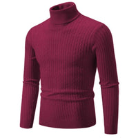 SaneShoppe-Men's Turtleneck Sweater - Solid Color Pullover for Winter Outdoor