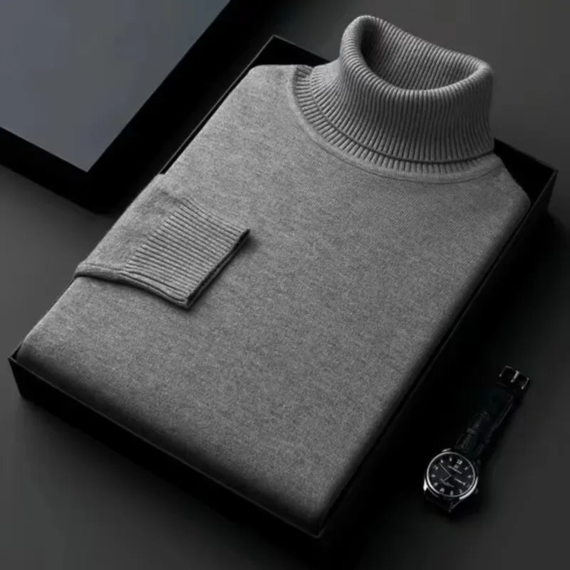 SaneShoppe-Solid Color Turtleneck Sweaters for Men - Lightweight Streetwear