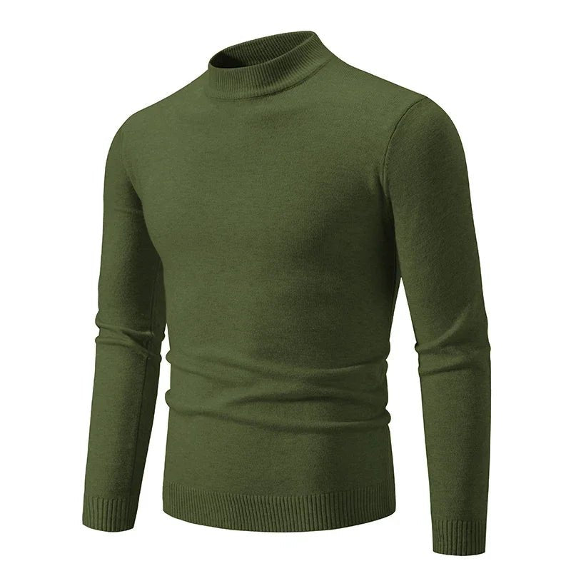 SaneShoppe-Men's Basic Solid Color Half Neck Pullovers - Autumn Knitted Oversized Sweater