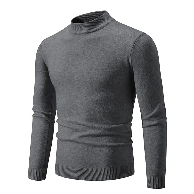 SaneShoppe-Men's Basic Solid Color Half Neck Pullovers - Autumn Knitted Oversized Sweater