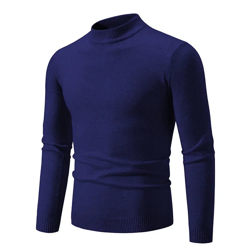 SaneShoppe-Men's Basic Solid Color Half Neck Pullovers - Autumn Knitted Oversized Sweater