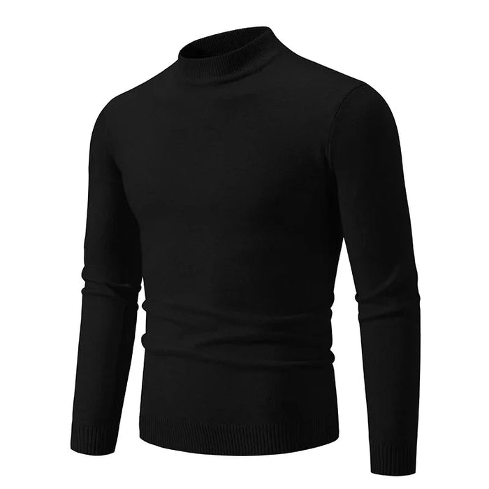 SaneShoppe-Men's Basic Solid Color Half Neck Pullovers - Autumn Knitted Oversized Sweater